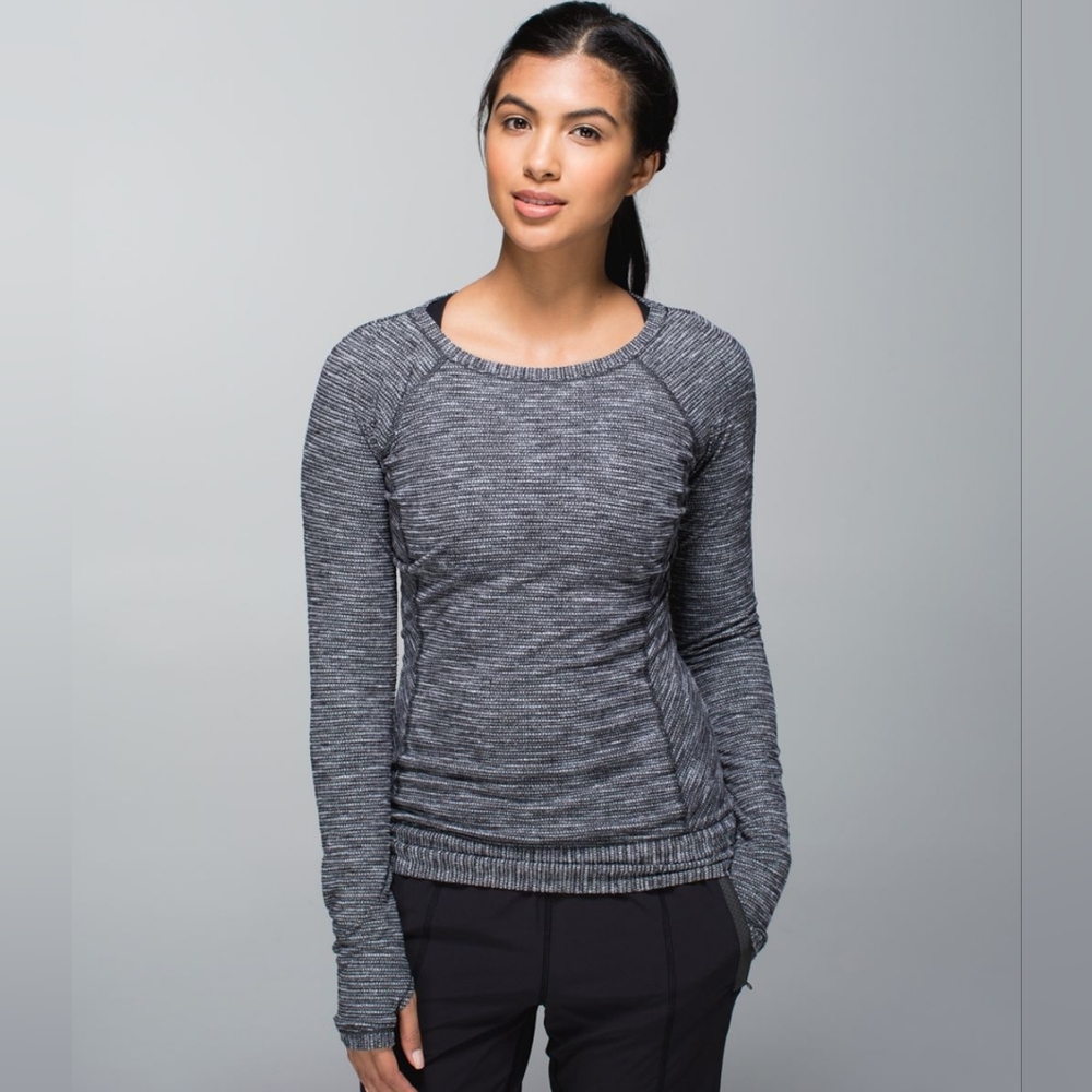 Lululemon Race Your Pace Long SleeveCoco Pique Black Size 4 Euc